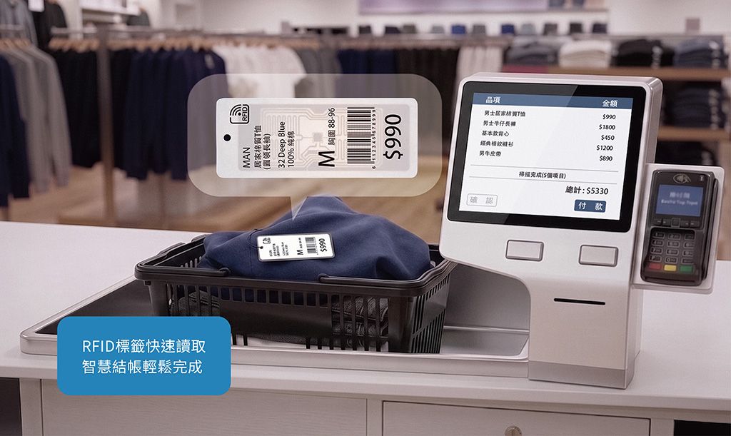 RFID標籤快速讀取，智慧結帳輕鬆完成