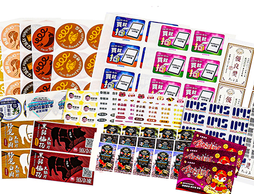 Various full-color labels